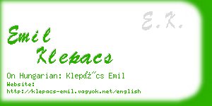 emil klepacs business card